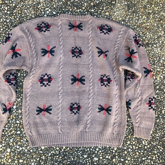 Vintage 1980’s hand knit Indian southwestern style cotton retro sweater L - Picture 4 of 5